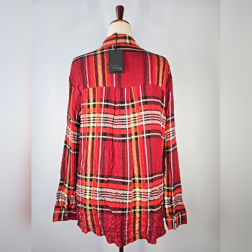 Jane and Delancey Women’s Red Plaid Button Down Shirt Size XL NWT - Picture 2 of 5